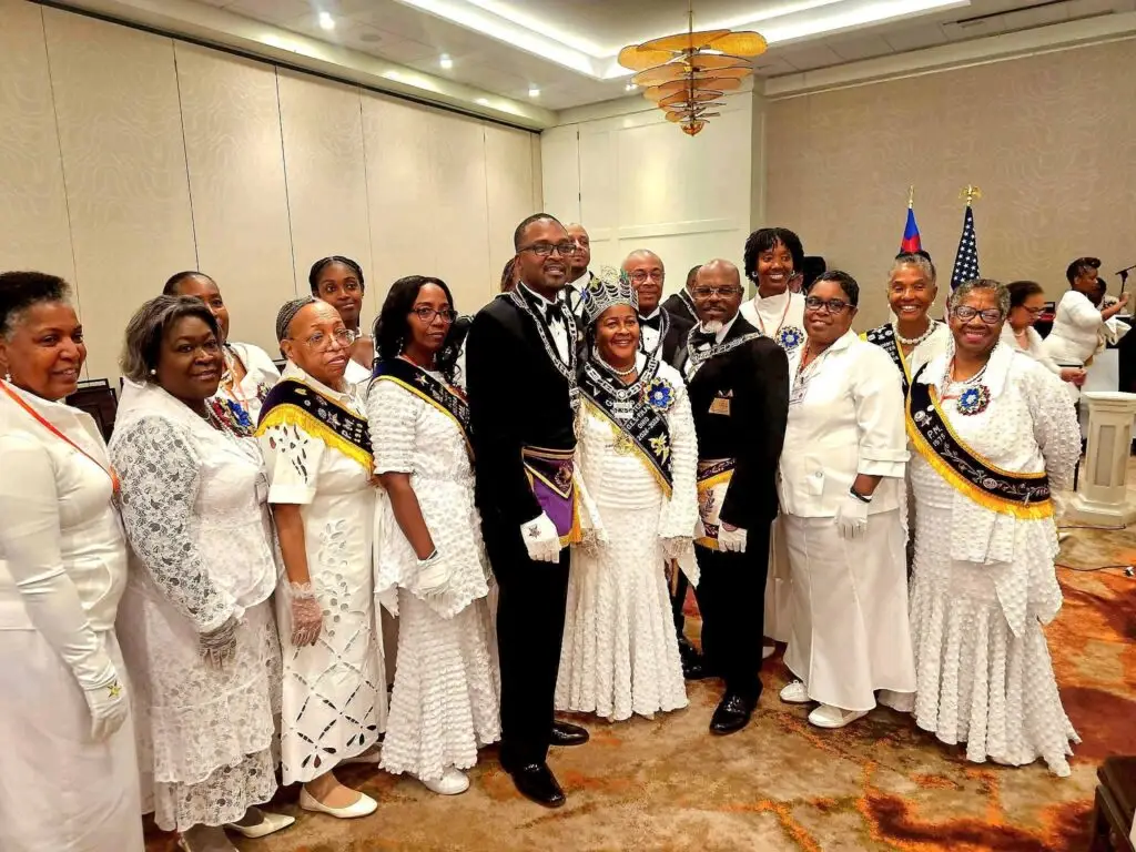 Members of Amaranth Grand Chapter gathered for a group photo